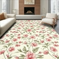 thumbnail image 1 of Flatwoven High Traffic Area Rug, Serene Watercolor Floral Design, Non Slip, Stain Resistant, Washable Area Rugs for Living Room, Bedroom(White, 4X6), 1 of 8