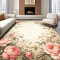 thumbnail image 1 of ODIKA 2'x3' Machine Washable Non-Slip Area Rug, Shabby Country Garden with Victorian Floral Scrollwork Design High Traffic Rug, Pink, 125929, 1 of 7