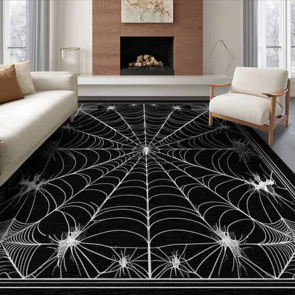 ODIKA 8'x10' Halloween Gothic Aesthetic Washable Area Rug Durable, Non-Slip for Living Room, Under Sectional, Family