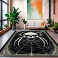 thumbnail image 1 of ODIKA 8'x10' Machine Washable Non-Slip Area Rug, Skull & Spiderweb Gothic Horror Style Floor High Traffic Rug, Black, 215401, 1 of 7