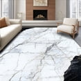 thumbnail image 1 of ODIKA 6'x9' Machine Washable Non-Slip Area Rug, Sleek Marble with Non Slip Backing and Pile High Traffic Rug, White, 84868, 1 of 7