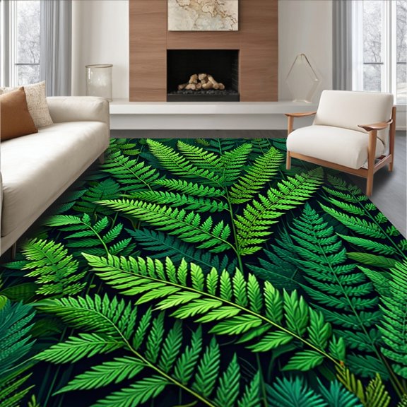 Flatwoven High Traffic Area Rug, Sleek Modern Symmetrical Elements, Non Slip, Stain Resistant, Washable Area Rugs for Living Room, Bedroom(Green, 2X3)