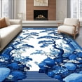 thumbnail image 1 of ODIKA 4'x6' Machine Washable Non-Slip Area Rug, Sophisticated Toned Lattice Style High Traffic Rug, Blue, 29166, 1 of 7