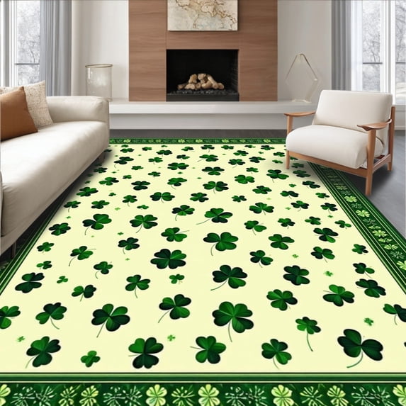 ODIKA 2'x3' Machine Washable Non-Slip Area Rug, Sophisticated Holiday Greenery Design High Traffic Rug, Green, 35232