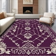 thumbnail image 1 of ODIKA 6'x9' Machine Washable Non-Slip Area Rug, Sophisticated Leopard Spotted with Delicate Botanical Details High Traffic Rug, Purple, 294582, 1 of 7