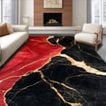 thumbnail image 1 of ODIKA 8'x10' Machine Washable Non-Slip Area Rug, Sophisticated Modern Black Marble Abstract Style High Traffic Rug, Red, 125520, 1 of 7