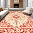 thumbnail image 1 of ODIKA 8'x10' Machine Washable Non-Slip Area Rug, Spiderweb Medusa Hearth Gathering Coral Artistic High Traffic Rug, Red, 194546, 1 of 7