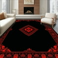 thumbnail image 1 of Flatwoven High Traffic Area Rug, Spooky Black Geometric Horror Motif, Non Slip, Stain Resistant, Washable Area Rugs for Living Room, Bedroom(Red, 4x6), 1 of 8