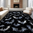 thumbnail image 1 of ODIKA 6'x9' Machine Washable Non-Slip Area Rug, Spooky Monochrome Winged Creatures High Traffic Rug, Black, 29623, 1 of 7