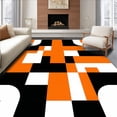 thumbnail image 1 of ODIKA 6'x9' Machine Washable Non-Slip Area Rug, Sport Inspired Basketball Energetic Geometric Print High Traffic Rug, Orange, 122488, 1 of 7