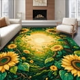 thumbnail image 1 of ODIKA 5'x7' Machine Washable Non-Slip Area Rug, Spring with Abstract Sunflower Bursts and Leafy Flourishes High Traffic Rug, Yellow, 93085, 1 of 7