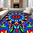 thumbnail image 1 of ODIKA 8'x10' Machine Washable Non-Slip Area Rug, Starburst Floral Anti Slip Boho Modern High Traffic Rug, Blue, 392532, 1 of 7