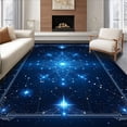 thumbnail image 1 of ODIKA 4'x6' Machine Washable Non-Slip Area Rug, Starlight Waterproof Reversible High Traffic Rug, Blue, 97946, 1 of 7