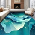 thumbnail image 1 of ODIKA 2'x3' Machine Washable Non-Slip Area Rug, Starlit Pathway Waterproof Night with Abstract Wave Motifs High Traffic Rug, Blue, 97953, 1 of 7