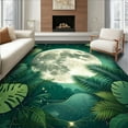 thumbnail image 1 of ODIKA 8'x10' Machine Washable Non-Slip Area Rug, Starry Monstera with Pine Arbor Flutter and Emerald Flair High Traffic Rug, Green, 198589, 1 of 7