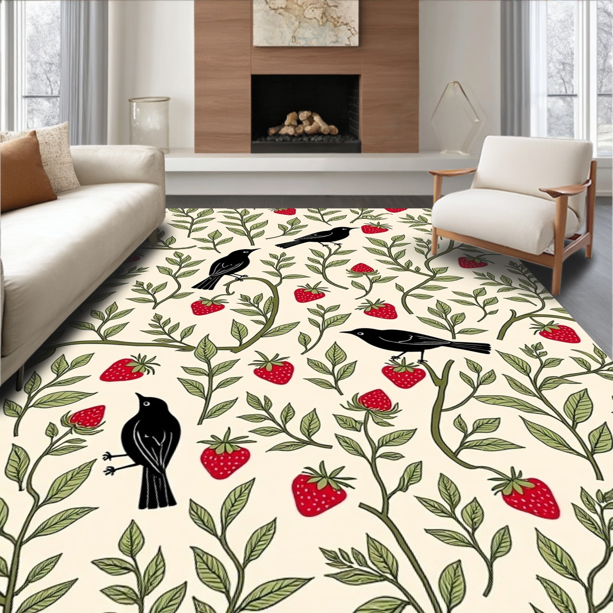 Flatwoven High Traffic Area Rug, Storybook Orchard Illustration with ...