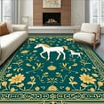 thumbnail image 1 of ODIKA 2'x3' Machine Washable Non-Slip Area Rug, Storybook Unicorn Meadow With Botanical Flourishes High Traffic Rug, Blue, 316109, 1 of 7