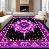 Flatwoven High Traffic Area Rug, Striking Colorful Optical Illusion, Non Slip, Stain Resistant, Washable Area Rugs for Living Room, Bedroom(Purple, 4X6)