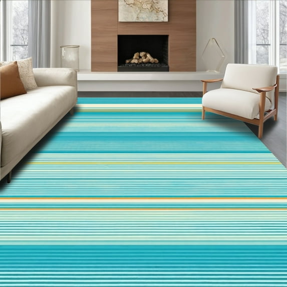 ODIKA 6'x9' Machine Washable Non-Slip Area Rug, Striped Boho Chic ...