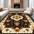 thumbnail image 1 of ODIKA 4'x6' Machine Washable Non-Slip Area Rug, Stunning Floral Medallion High Traffic Rug, Black, 152018, 1 of 7