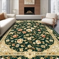 thumbnail image 1 of ODIKA 2'x3' Machine Washable Non-Slip Area Rug, Stylish Floral Medallion Theme High Traffic Rug, Black, 31346, 1 of 7