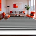 thumbnail image 1 of ODIKA 6'x9' Machine Washable Non-Slip Area Rug, Stylish Black & Striped High Traffic Rug, Black, 142521, 1 of 7