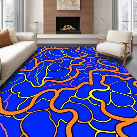 Flatwoven High Traffic Area Rug, Stylish Boho Chic with Unique Textural Elements, Non Slip, Stain Resistant, Washable Area Rugs for Living Room, Bedroom(Blue, 2X3)