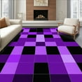 thumbnail image 1 of Flatwoven High Traffic Area Rug, Stylish Checkered Purple and Black Geometric Runner, Non Slip, Stain Resistant, Washable Area Rugs for Living Room, Bedroom(Purple, 4X6), 1 of 8