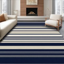 Flatwoven High Traffic Area Rug, Stylish Geometric Blue Accents, Non Slip, Stain Resistant, Washable Area Rugs for Living Room, Bedroom(Blue, 4X6)