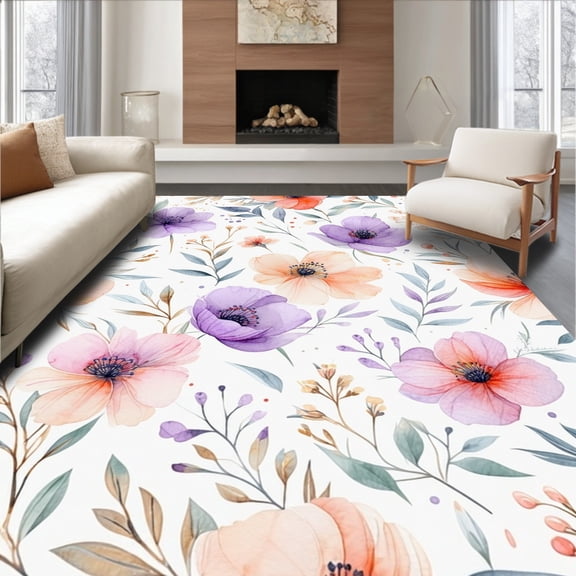 ODIKA 2'x3' Machine Washable Non-Slip Area Rug, Stylish Locker Organizer & Back To School High Traffic Rug, White, 92244