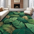 thumbnail image 1 of ODIKA 6'x9' Machine Washable Non-Slip Area Rug, Stylish Modern Leaf Illustration High Traffic Rug, Green, 20796, 1 of 7