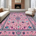 thumbnail image 1 of Flatwoven High Traffic Area Rug, Stylish Retro Floral Accents, Non Slip, Stain Resistant, Washable Area Rugs for Living Room, Bedroom(Pink, 4X6), 1 of 8