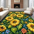 thumbnail image 1 of ODIKA 2'x3' Machine Washable Non-Slip Area Rug, Stylish Semi Circle Sunflower & Floral Motif High Traffic Rug, Yellow, 97499, 1 of 7