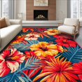 thumbnail image 1 of Flatwoven High Traffic Area Rug, Stylish Tropical Garden Aesthetic, Non Slip, Stain Resistant, Washable Area Rugs for Living Room, Bedroom(Red, 2X3), 1 of 8