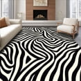thumbnail image 1 of ODIKA 8'x10' Machine Washable Non-Slip Area Rug, Stylish Zebra Stripes Modern with Bold Black Cream Contrast High Traffic Rug, Black, 322051, 1 of 7