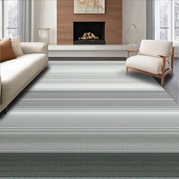 Flatwoven High Traffic Area Rug, Subtle Striped Loft Rug with Minimalist Grey Tones and Refined Appeal, Non Slip, Stain Resistant, Washable Area Rugs for Living Room, Bedroom(Gray, 2X3)