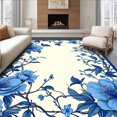 thumbnail image 1 of ODIKA 5'x7' Machine Washable Non-Slip Area Rug, Summer Blossom Cascade with Flowing Leaf Motifs High Traffic Rug, Blue, 229161, 1 of 7