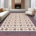thumbnail image 1 of ODIKA 5'x7' Machine Washable Non-Slip Area Rug, Summer Breeze with Cream Sapphire Crimson Trellis High Traffic Rug, Ivory, 65632, 1 of 7