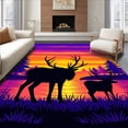 thumbnail image 1 of ODIKA 6'x9' Machine Washable Non-Slip Area Rug, Sunset Ridge Small Wildlife Motif High Traffic Rug, Purple, 306745, 1 of 7