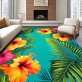 thumbnail image 1 of ODIKA 2'x3' Machine Washable Non-Slip Area Rug, Sunset Multicolor Indoor with Vibrant Botanical Prints High Traffic Rug, Blue, 65324, 1 of 7