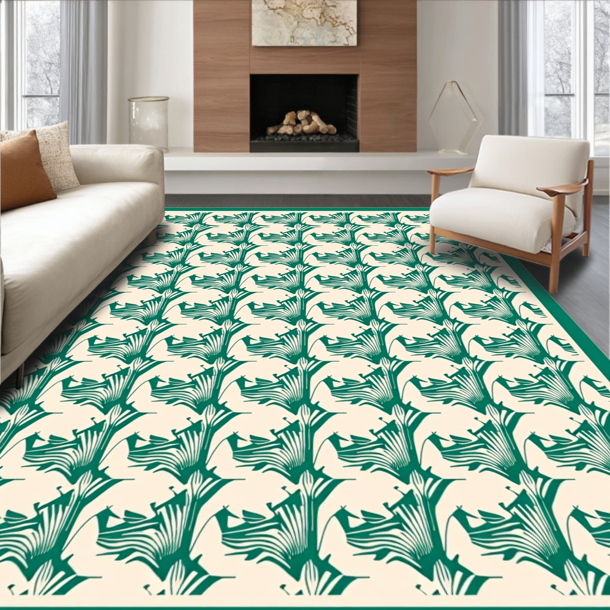 ODIKA 2'x3' Machine Washable Non-Slip Area Rug, Symmetrical Art Fan ...