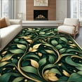 thumbnail image 1 of ODIKA 4'x6' Machine Washable Non-Slip Area Rug, Symmetrical Leaf Cluster Design with Ornate Curvilinear Details High Traffic Rug, Green, 213774, 1 of 7