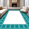 thumbnail image 1 of ODIKA 3'x5' Machine Washable Non-Slip Area Rug, Teal Geometric Bordered Entryway Abstract High Traffic Rug, Blue, 76444, 1 of 7