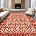 thumbnail image 1 of ODIKA 4'x6' Machine Washable Non-Slip Area Rug, Terra Cotta Geometric Pile Stain Proof High Traffic Rug, Red, 85555, 1 of 7