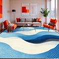 thumbnail image 1 of ODIKA 2'x3' Machine Washable Non-Slip Area Rug, Tidal Rhythm Motif Showcasing Rippled Contours and Wave Forms High Traffic Rug, Blue, 135510, 1 of 7