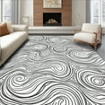 thumbnail image 1 of Flatwoven High Traffic Area Rug, Tidal Wave Motif, Non Slip, Stain Resistant, Washable Area Rugs for Living Room, Bedroom(Black, 3X5), 1 of 8