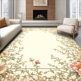 thumbnail image 1 of Flatwoven High Traffic Area Rug, Timeless Botanical Illustration Entrance Decor, Non Slip, Stain Resistant, Washable Area Rugs for Living Room, Bedroom(Beige, 4X6), 1 of 8