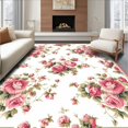 thumbnail image 1 of Flatwoven High Traffic Area Rug, Timeless Botanical Round Statement, Non Slip, Stain Resistant, Washable Area Rugs for Living Room, Bedroom(White, 4X6), 1 of 8