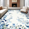 thumbnail image 1 of ODIKA 6'x9' Machine Washable Non-Slip Area Rug, Timeless Botanical Elegant Leafy Vine Accent High Traffic Rug, Blue, 146976, 1 of 7