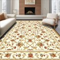 thumbnail image 1 of Flatwoven High Traffic Area Rug, Timeless Classic Lattice With Detailed Floral And Leaf Embellishments, Non Slip, Stain Resistant, Washable Area Rugs for Living Room, Bedroom(Beige, 3X5), 1 of 8